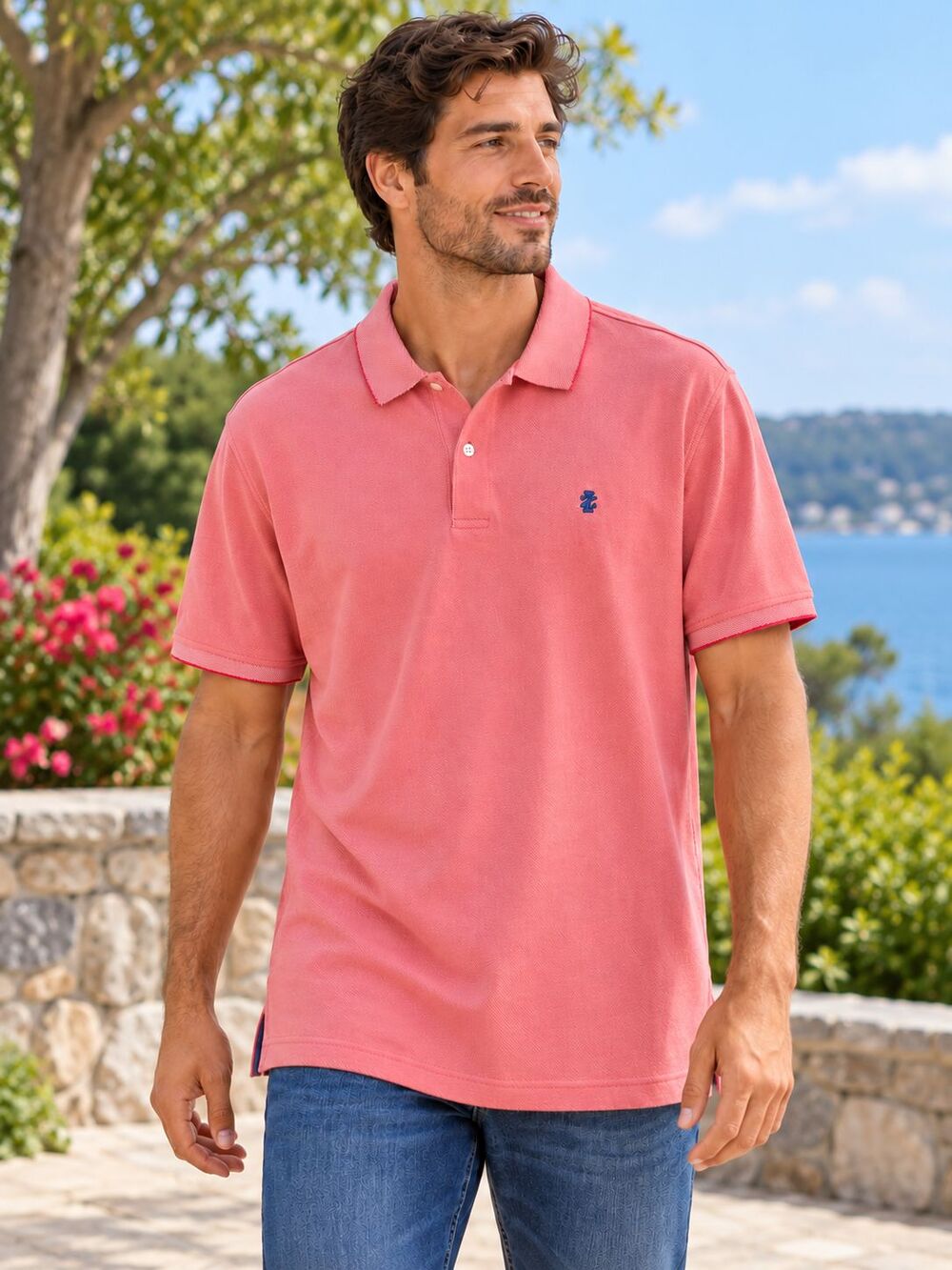IZOD Advantage Performance Polo Shirt Men's XL Tall Coral Pink Stretch